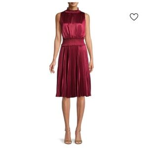 NWT NANETTE LEPORE
​Pleated Sleeveless Blouson Midi Dress, MOROCCAN RED, 8